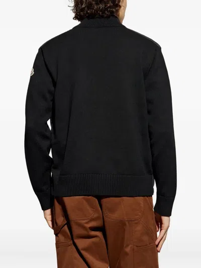 Moncler Padded Cotton Cardigan In Black
