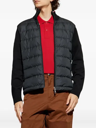 Moncler Padded Cotton Cardigan In Black