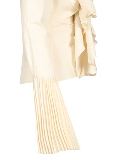 Alexander Mcqueen Pleated Blouse With Ruffles Shirts White