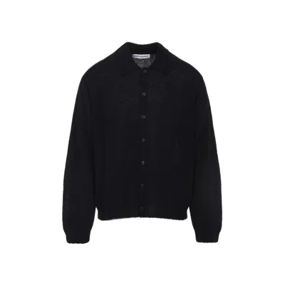 Our Legacy Fine Knit Polo Sweater In Black