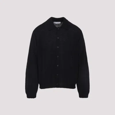 Our Legacy Fine Knit Polo Sweater In Black