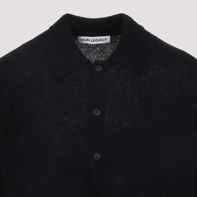 Our Legacy Fine Knit Polo Sweater In Black