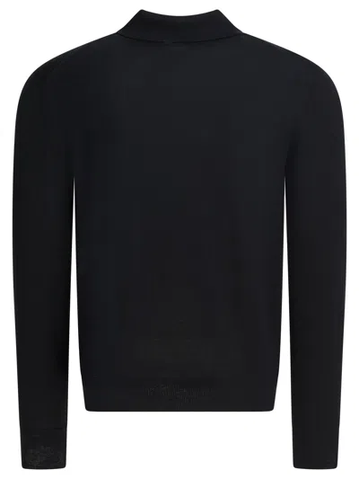 Tom Ford Fine Gauge Pure Wool Ls Polo In Black