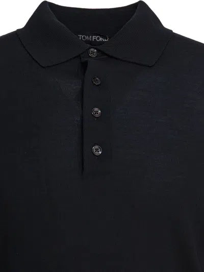 Tom Ford Fine Gauge Pure Wool Ls Polo In Black