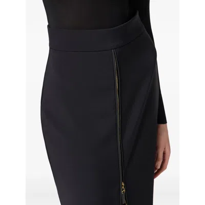 Elisabetta Franchi Lightweight Crepe Skirt With Black Zip In Black