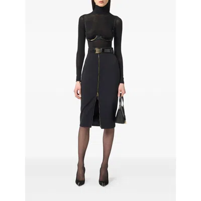 Elisabetta Franchi Lightweight Crepe Skirt With Black Zip In Black