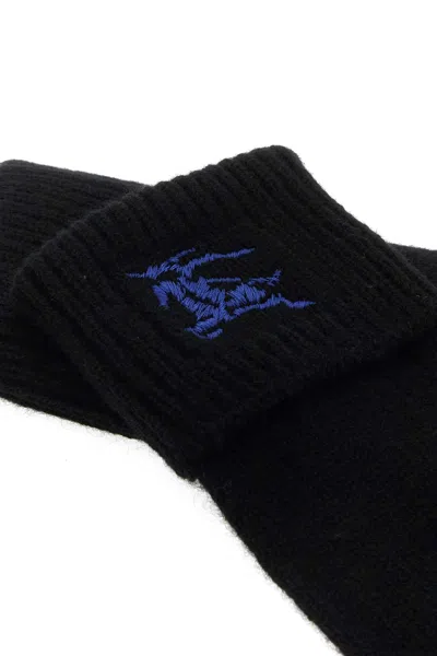 Burberry Black Cashmere Blend Gloves In Black