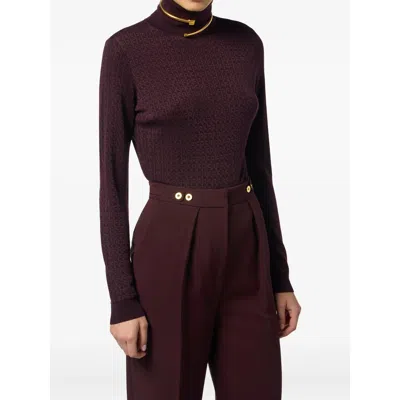 Elisabetta Franchi Wool Blend Turtle-neck Sweater In Purple