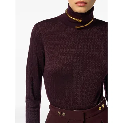 Elisabetta Franchi Wool Blend Turtle-neck Sweater In Purple