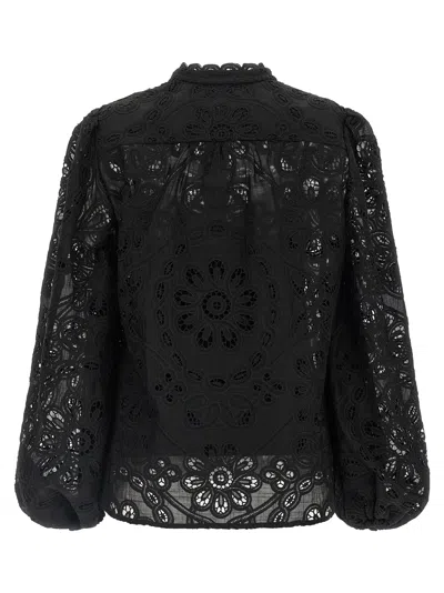 Zimmermann Rhiannon Embroidered Cotton Blouse In Black