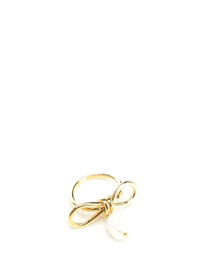 Marni Knot Detailed Embellished Ring In Gold