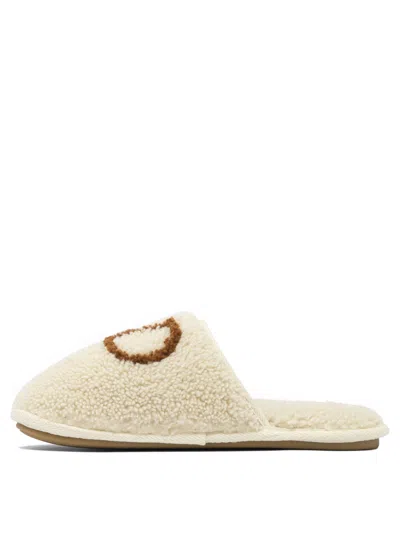 Valentino Logo-embroidered Slippers In White
