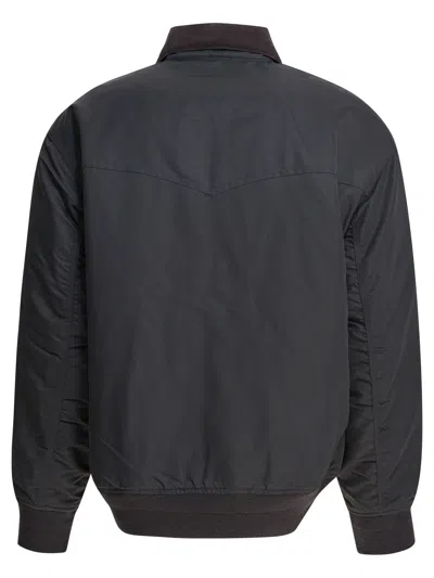 Carhartt Black Grey Nylon Santa Fe Alumni Jacket In Black