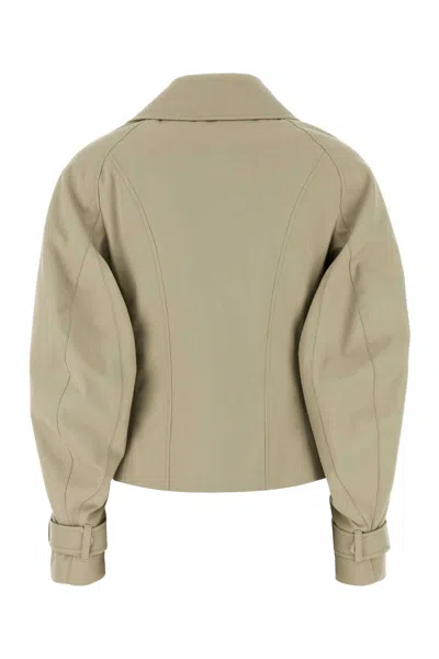 Burberry Women Grey Double-breasted Jacket With Notched Collar And Belted Cuffs In Cotton Blend Woma In Green