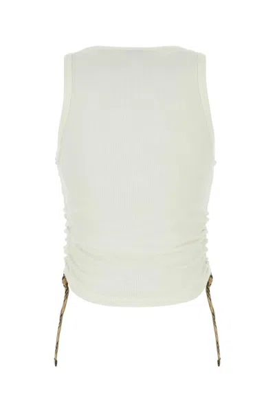 Burberry Women White Stretch Cotton Tank Top In White