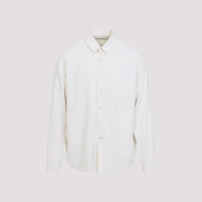 Our Legacy White Silk Classic Shirt With Curved Hem In White