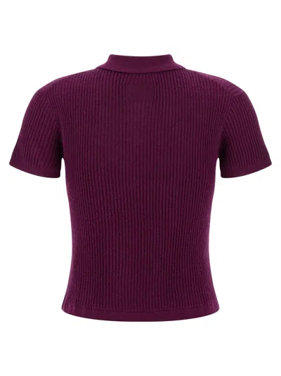 Guest In Residence Shrunken Cashmere Polo Top In Purple