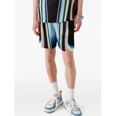 Casablanca Graphic Mountain Straight-leg Logo-print Silk-twill Drawstring Shorts