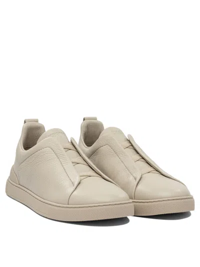 Zegna Triple Stitch Low-top Sneakers In Neutral