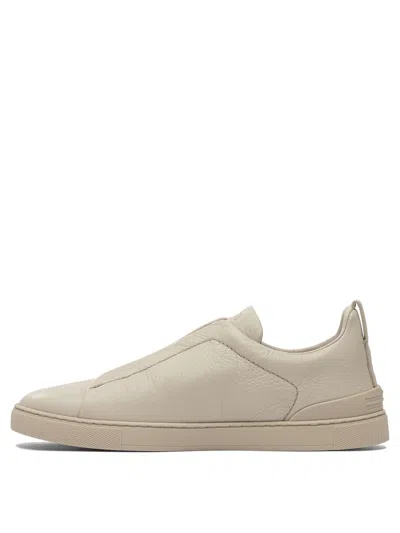 Zegna Triple Stitch Low-top Sneakers In Neutral