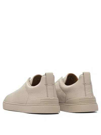 Zegna Triple Stitch Low-top Sneakers In Neutral