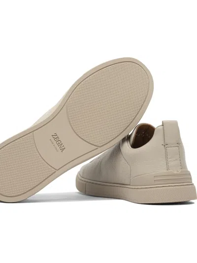Zegna Triple Stitch Low-top Sneakers In Neutral