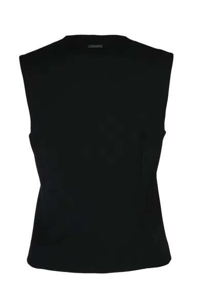 Calvin Klein Flannel Blazer Tailored Fit Sleeveless V-neckline In Black