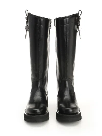 Ganni Studs High Boot Crinkle Oleatex Boots Black