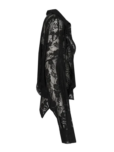 Norma Kamali Super Oversized Boyfriend Nk Shirt Bodysuit Shirts Black In Black