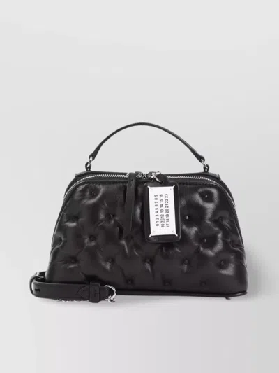 Maison Margiela Quilted Texture Shoulder Bag With Detachable Strap In Black