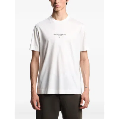 Emporio Armani Mens Snow White Regular-fit Embossed-logo Jersey T-shirt In White