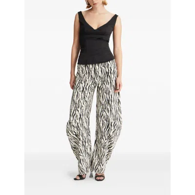 Rotate Birger Christensen Zebra-print Twill Pants In Blue