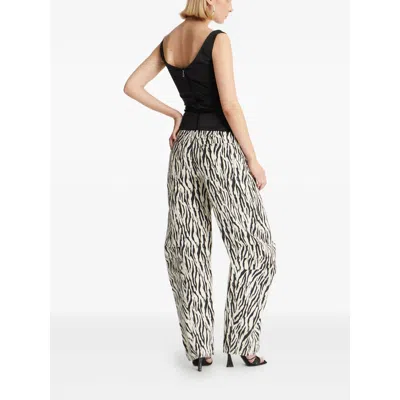 Rotate Birger Christensen Zebra-print Twill Pants In Blue