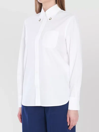 Valentino Embellished Collar Cotton Poplin Shirt In White