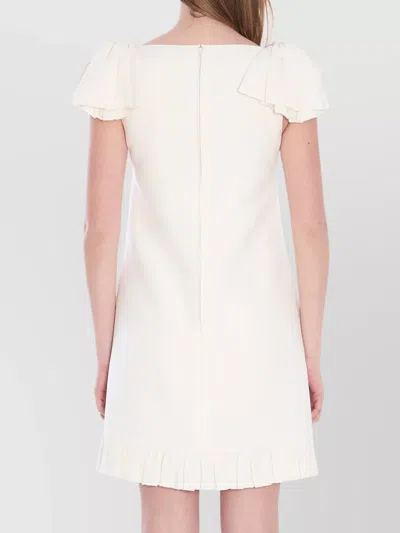 Valentino Boat Neckline Silk And Wool Blend Dress In Nude