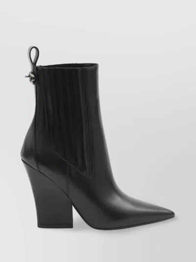 Valentino Calfskin Pointed Heel Lockette Booties
