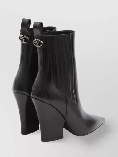 Valentino Calfskin Pointed Heel Lockette Booties