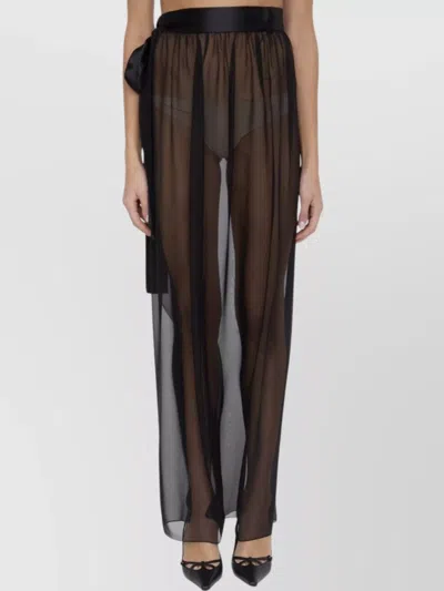 Dolce & Gabbana Knotted Silk Chiffon & Satin Skirt In Black