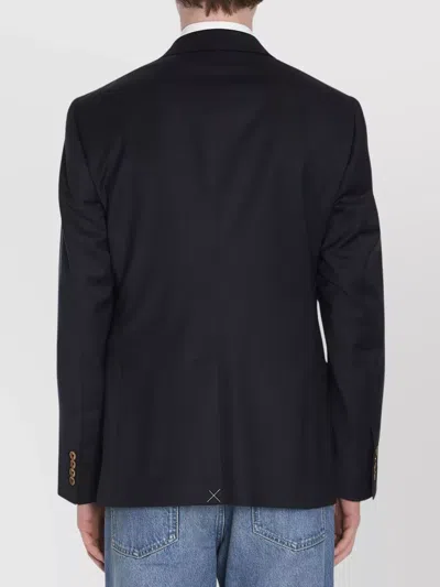 Dolce & Gabbana Double-breasted Jacket With Patch In Blue