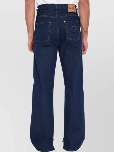 Gucci Mens Dark Blue Brand-embossed Mid-rise Straight-leg Jeans In Blue