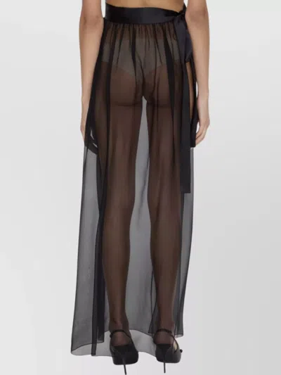 Dolce & Gabbana Knotted Silk Chiffon & Satin Skirt In Black