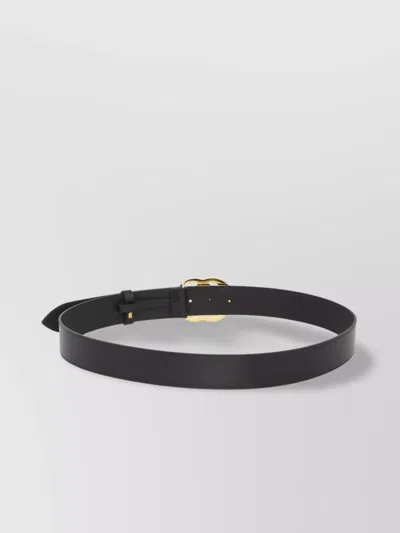 Gucci Leather Adjustable Belt Gold-tone Buckle In Black
