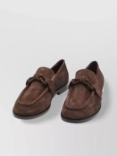 Bottega Veneta Brown Suede Astaire Loafers In Brown
