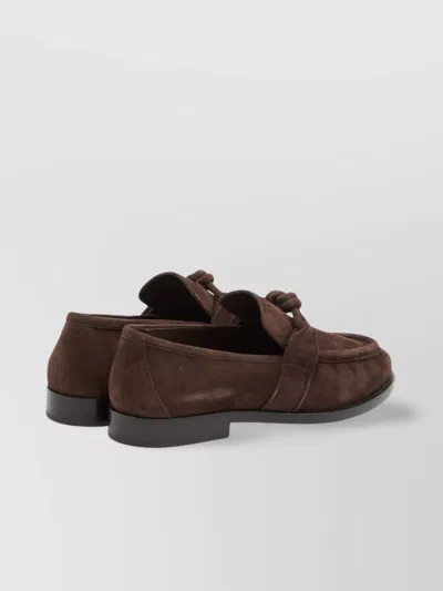 Bottega Veneta Brown Suede Astaire Loafers In Brown
