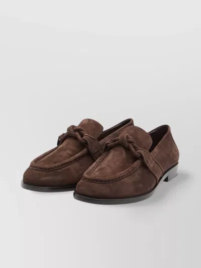 Bottega Veneta Brown Suede Astaire Loafers In Brown