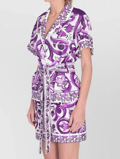 Dolce & Gabbana Majolica Print Silk Twill Shirt Women In Multi