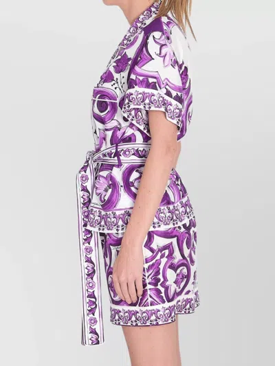 Dolce & Gabbana Majolica Print Silk Twill Shirt Women In Multi
