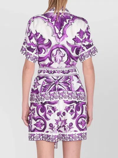 Dolce & Gabbana Majolica Print Silk Twill Shirt Women In Multi