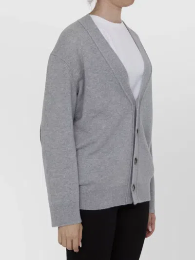 Bottega Veneta Cashmere Cardigan With Leather Elbow Patches