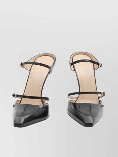 Gucci Glossy Leather Mules With Transparent Wedge Heel